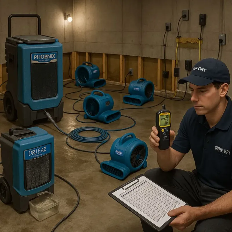 Structural Drying and Dehumidification process in Bryant, WA